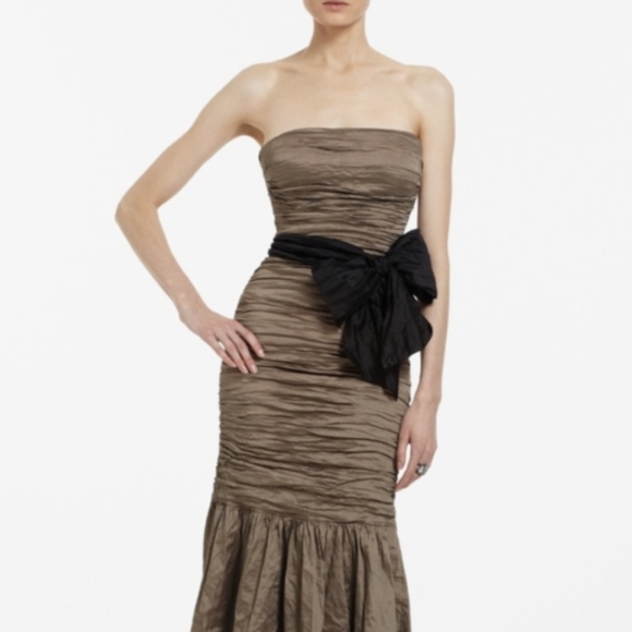 BCBG Gold Taffeta Gown XS - Picture 1 of 3